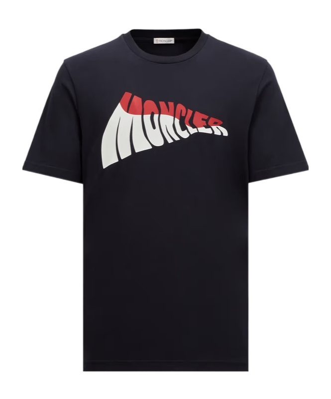 Moncler Crewneck Graphic Print Short Sleeves T-shirt In Blue