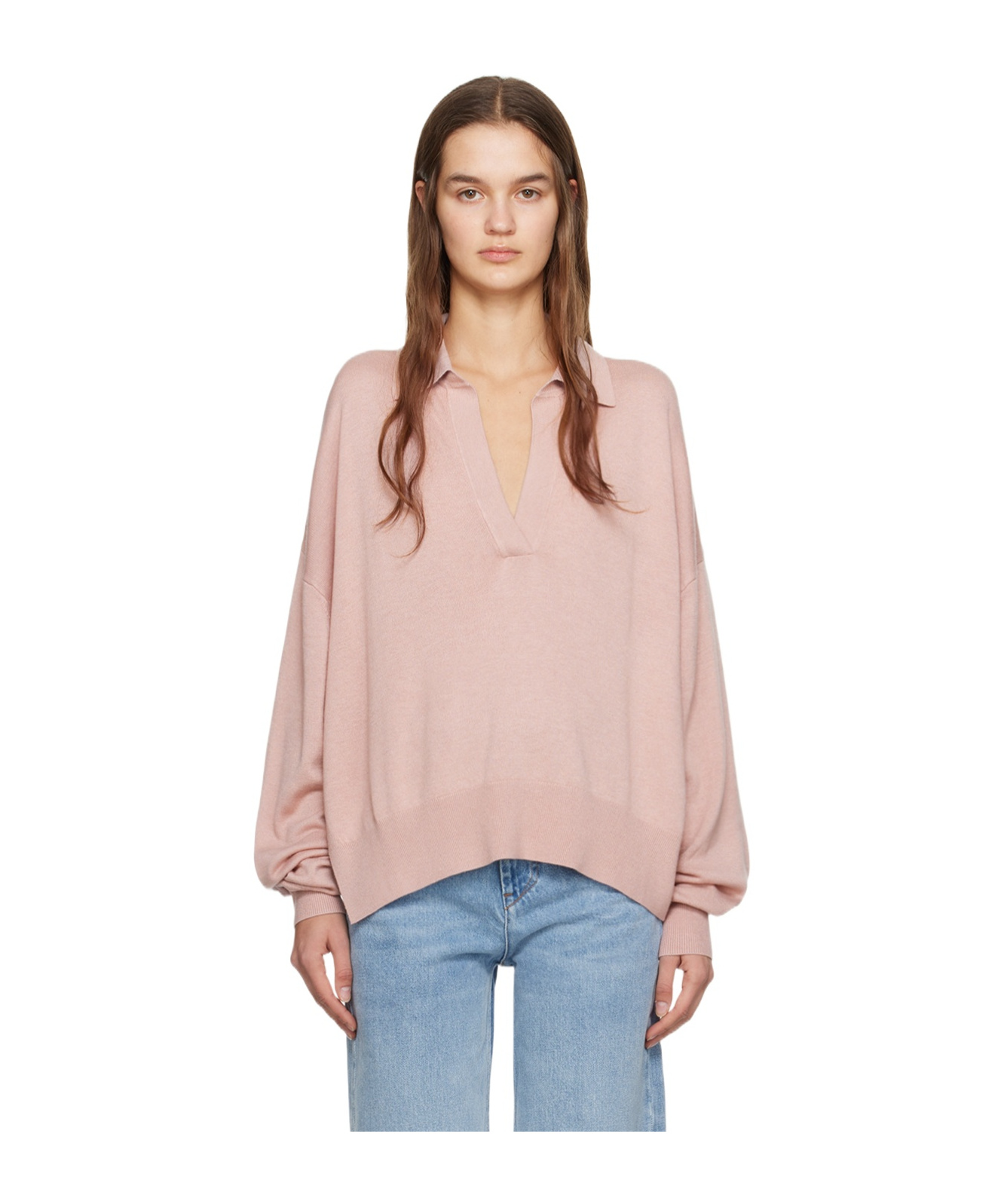 Isabel Marant Galix Long-sleeved Polo Shirt In Pink