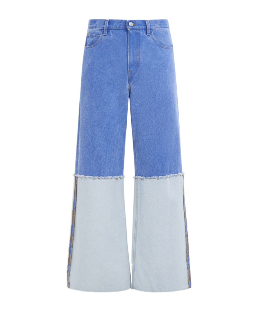 Marni Wide Leg Blue Jeans With High Turn-up In Blue