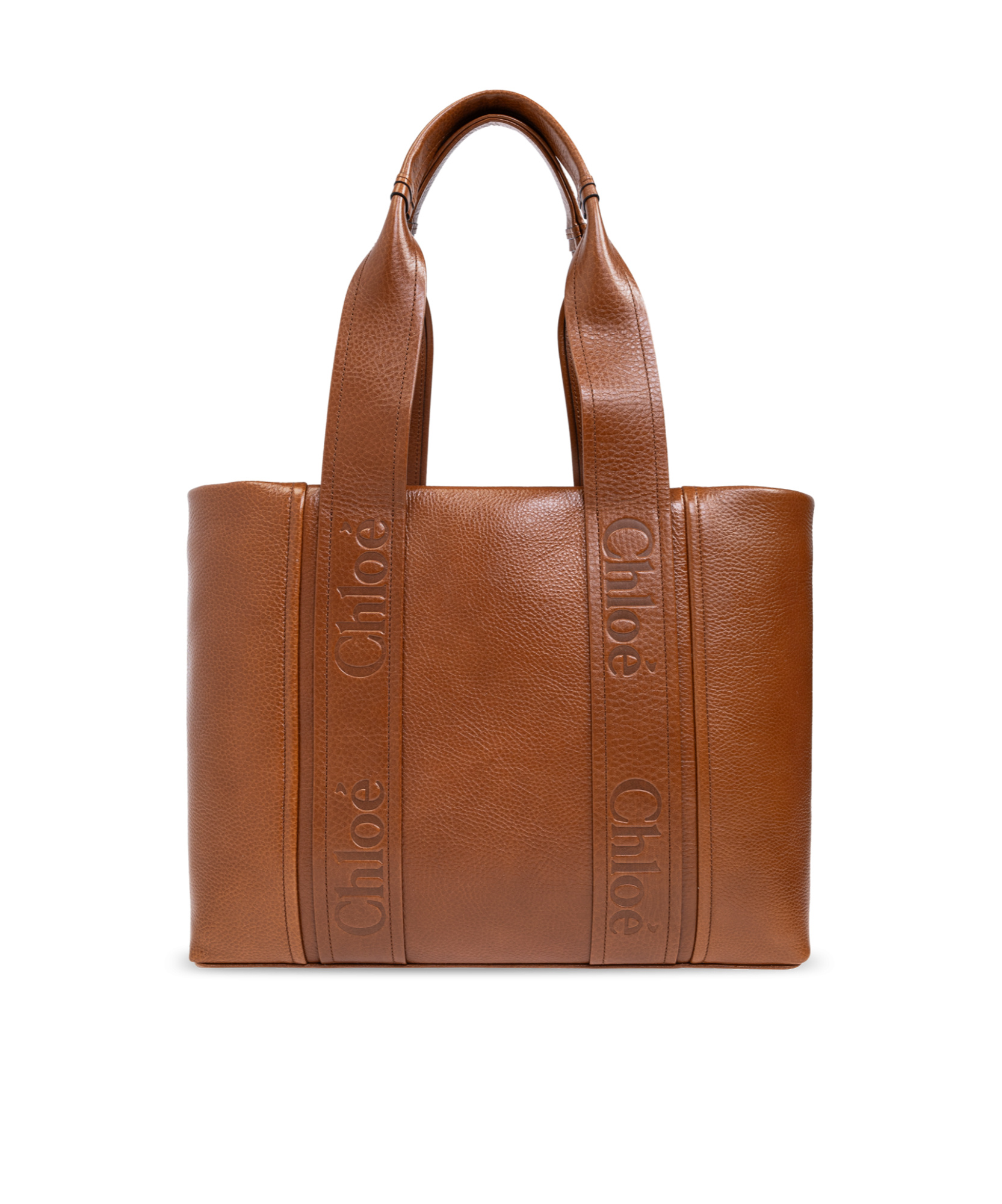Chloé Woody Large Leather Tote In Brown