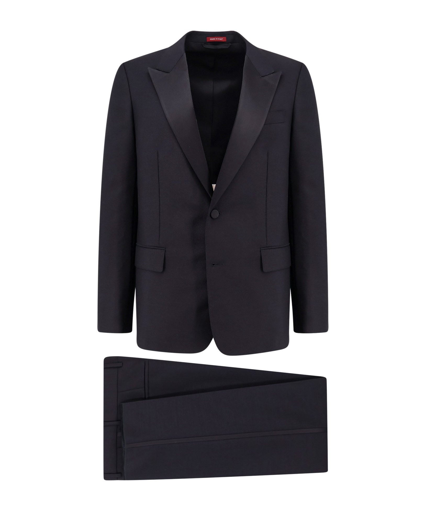 Shop Gucci Satin-trim Suit In Black