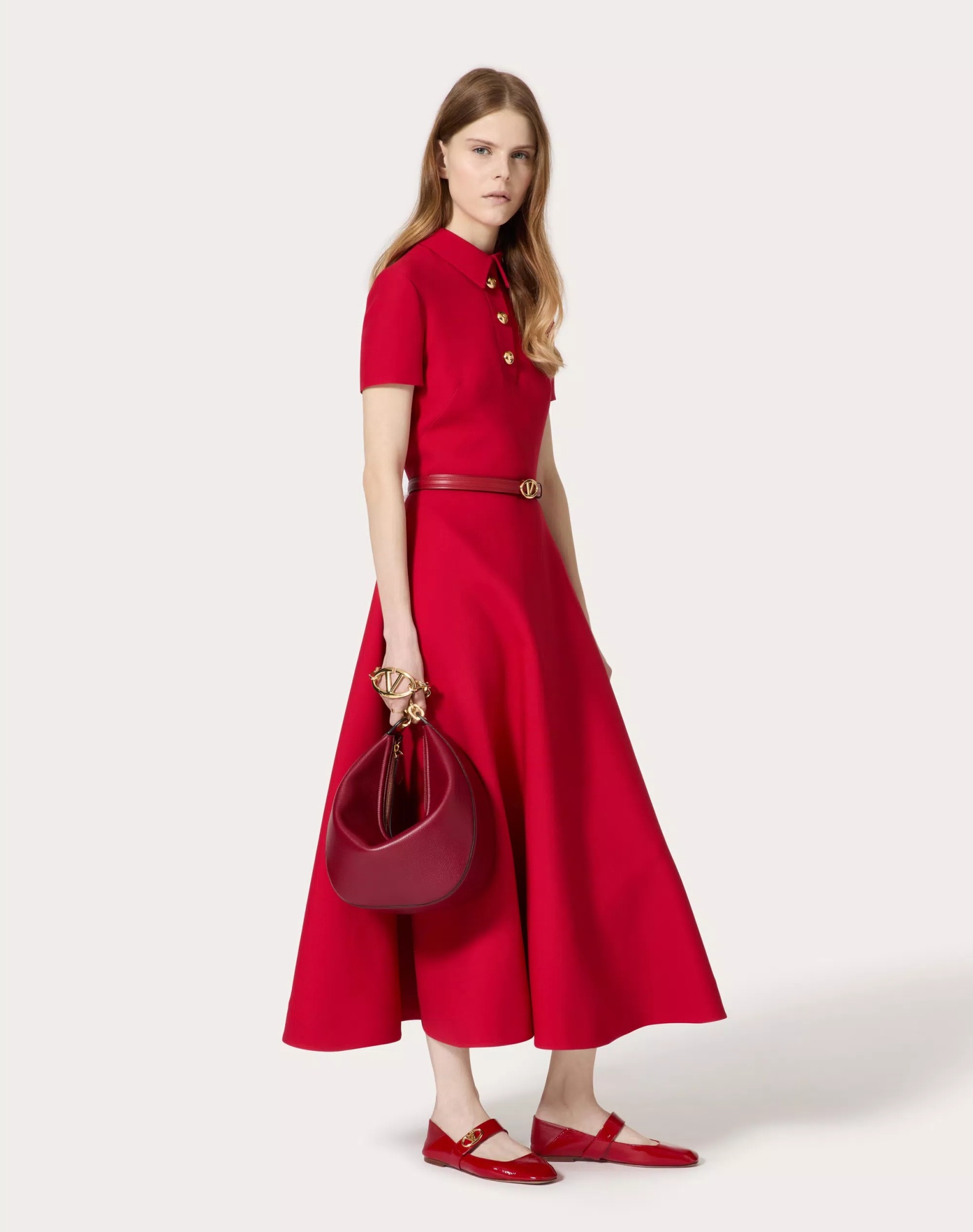Valentino Vlogo Moon Shoulder Bag In Red