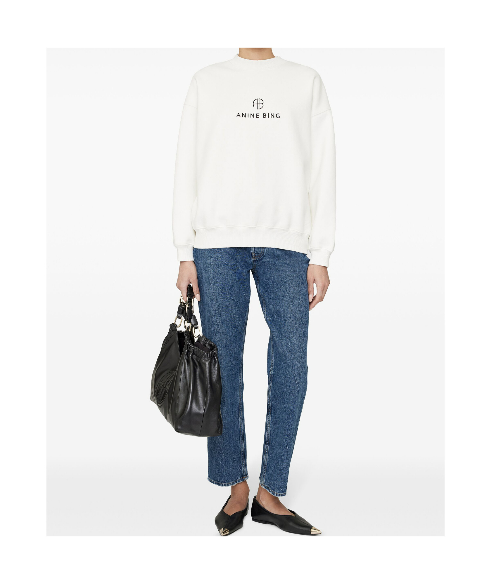 Shop Anine Bing Jaci Long-sleeved Hoodie In White