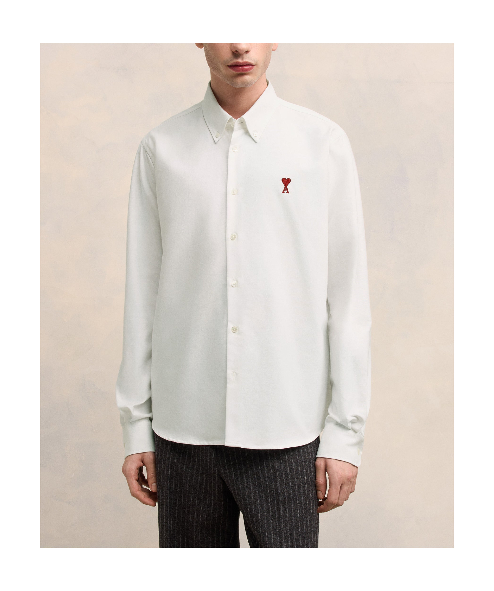 Ami Alexandre Mattiussi Ami Classic Button-down Shirt With Heart Logo In White