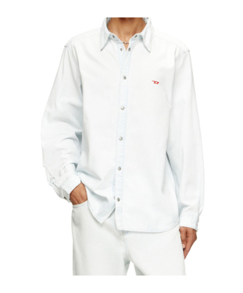 Diesel Mens 01 D-simply Bleach-effect Denim Shirt In White