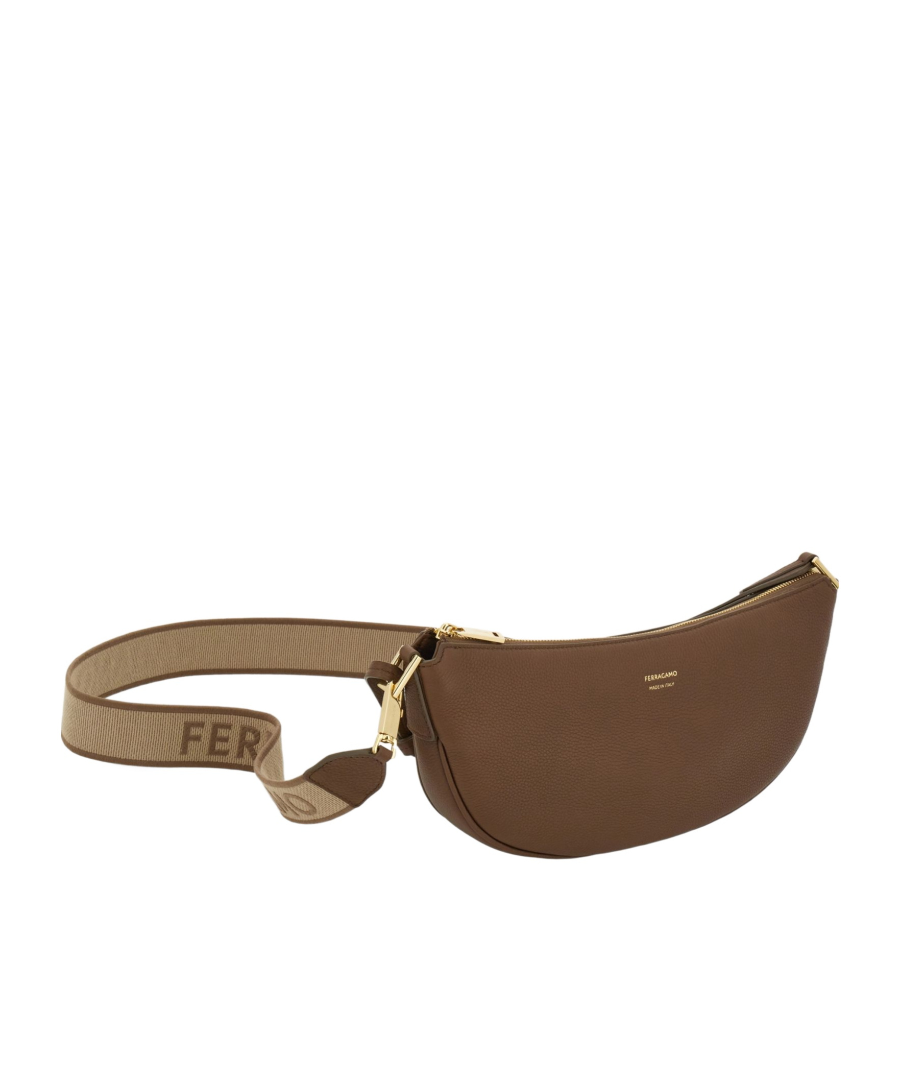 Ferragamo Semi-moon Small Stray Bag In Brown