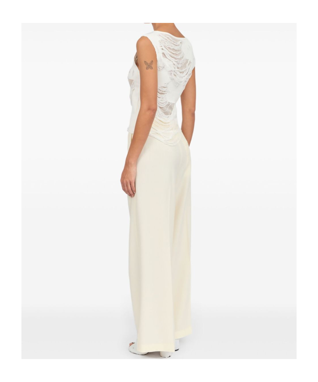 Mm6 Maison Margiela Mm6 By Maison Margiela Layered Distressed Fabric Sleeveless Top In White