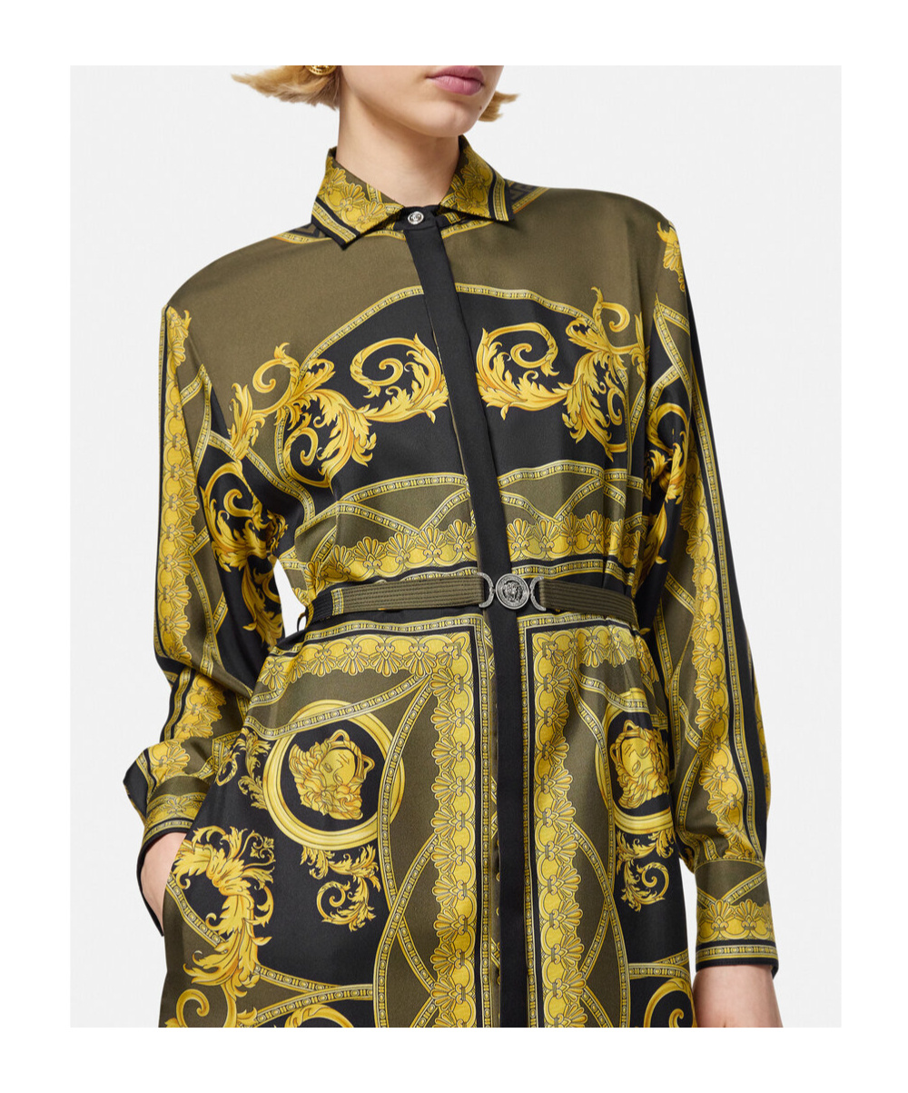 Versace Dress With La Coupe Des Dieux Print In Green