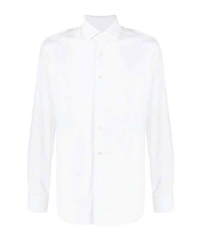 Xacus Spread-collar Cotton Shirt In White