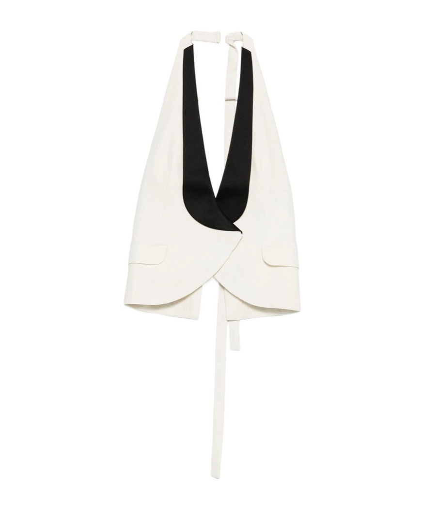 Christopher Esber V-neck Colorblock Vest In White