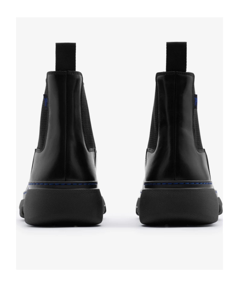 Burberry Chunky Sole Ankle Boots With Elastic Panels In Black