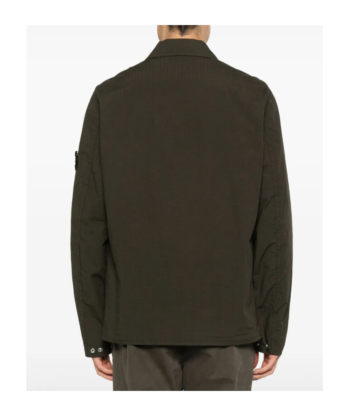 Stone Island Compass-badge Overshirt In Forest Green