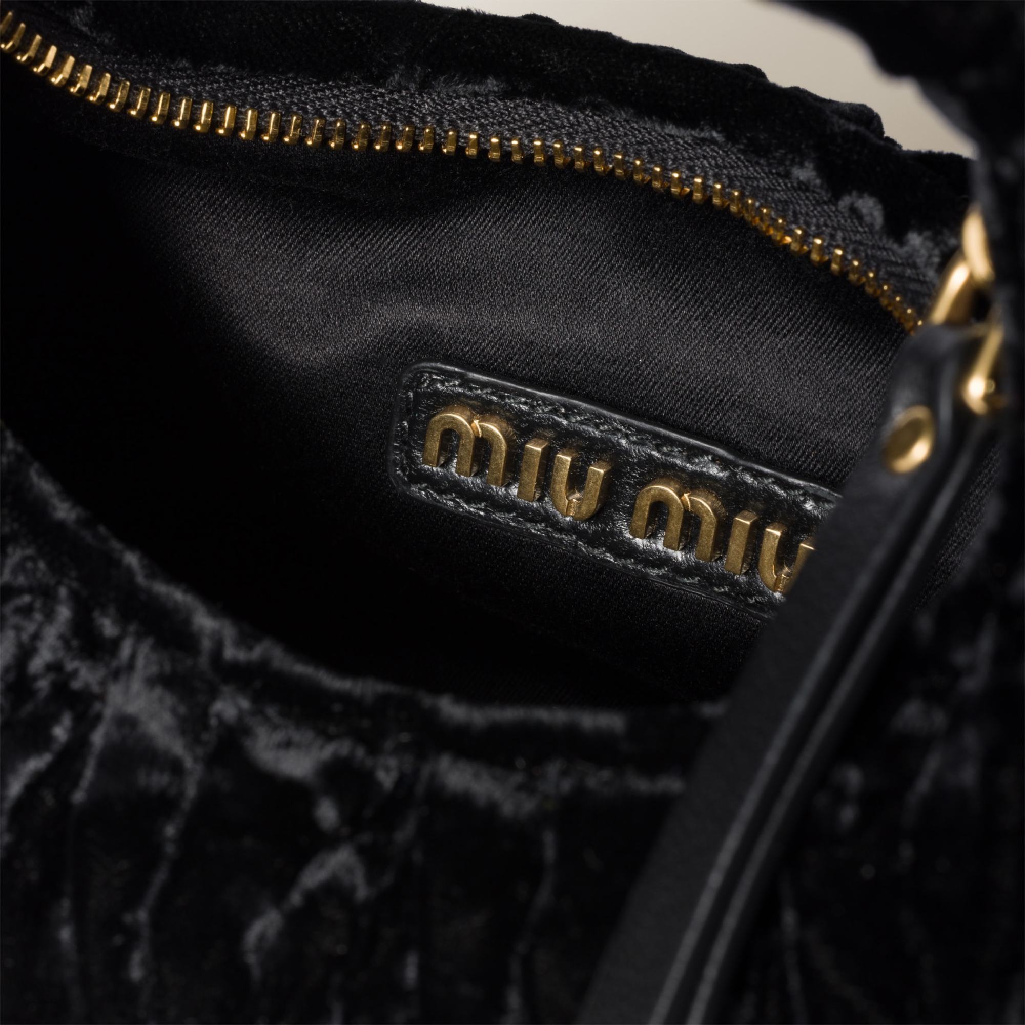 Miu Miu Women Black Velvet Mini Wander Handbag In Black