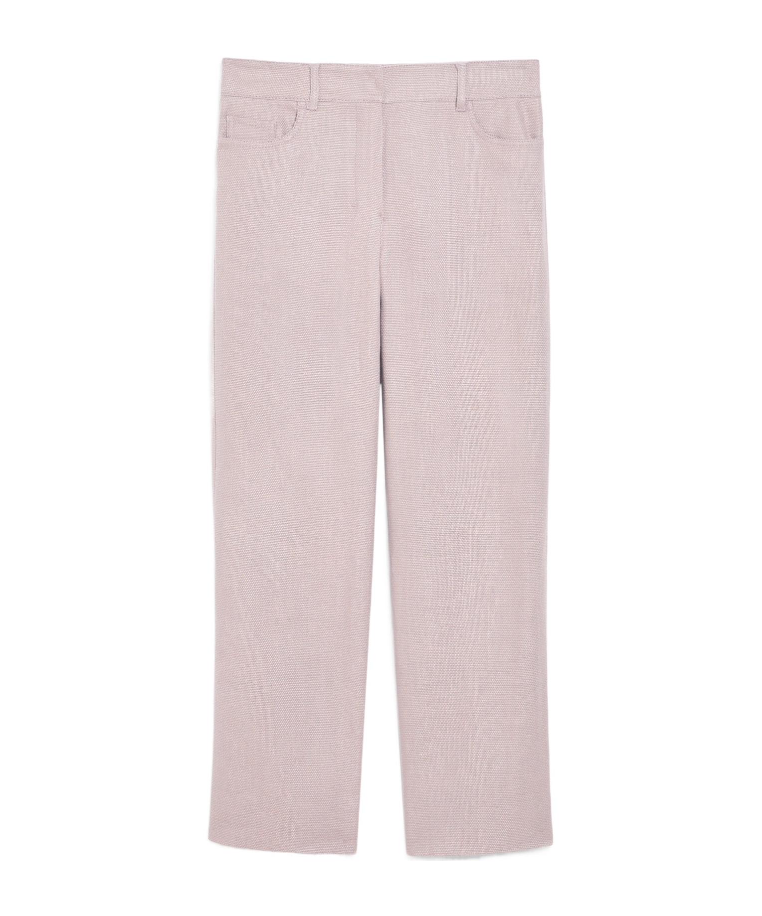 Max Mara Wide-leg Pants In Linen And Cotton Basketweave Fabric In Pink