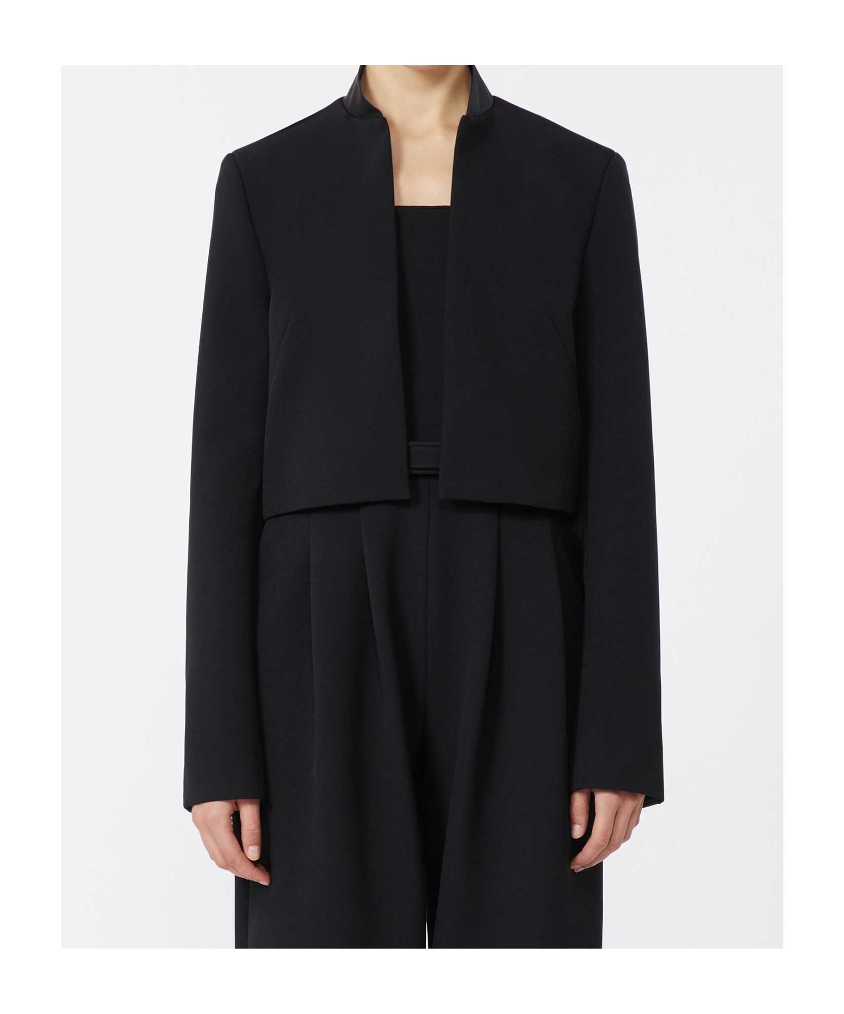 Max Mara Cropped Sable Jacket In Black