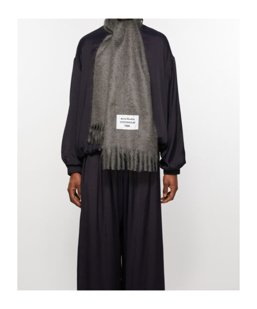 Acne Studios Logo-patch Scarf In Gray