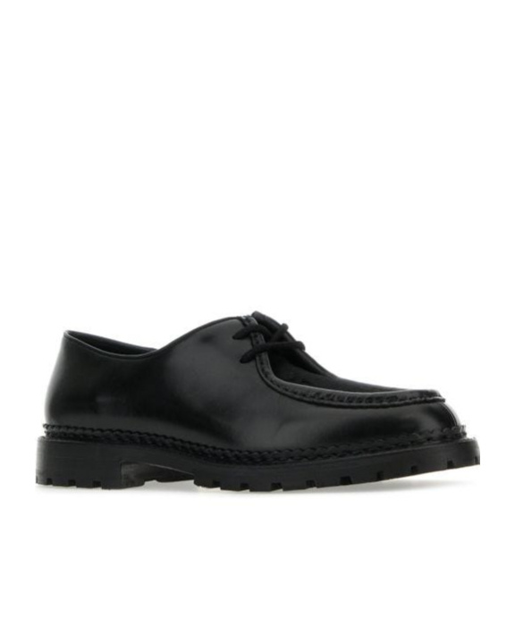 Saint Laurent Black Leather Lace-up Shoes In Black
