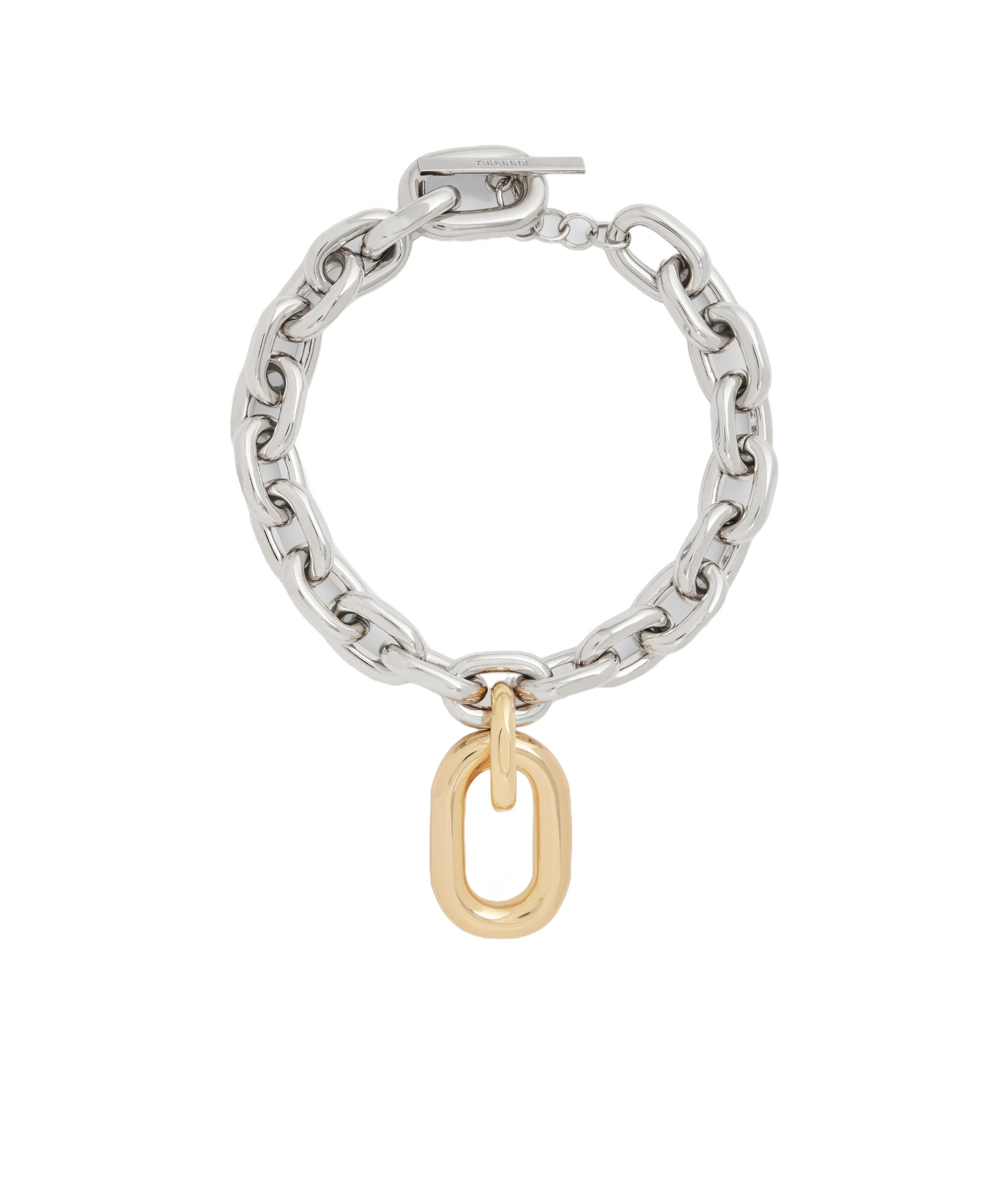 Rabanne Silver-colored Necklace With Pendant And Engraved Logo In Brass Woman In White