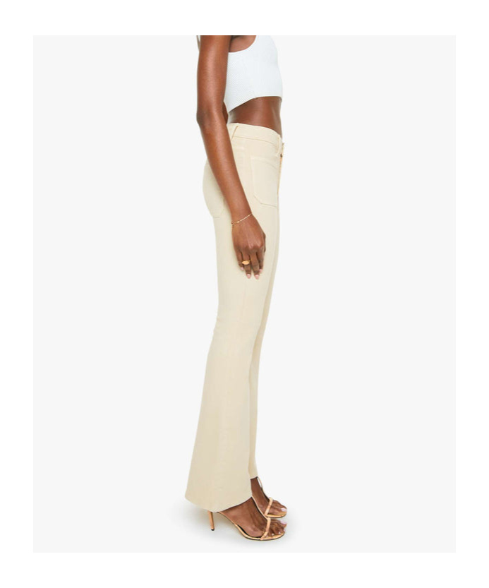 Mother Ecru Denim Flared Jeans In Brown