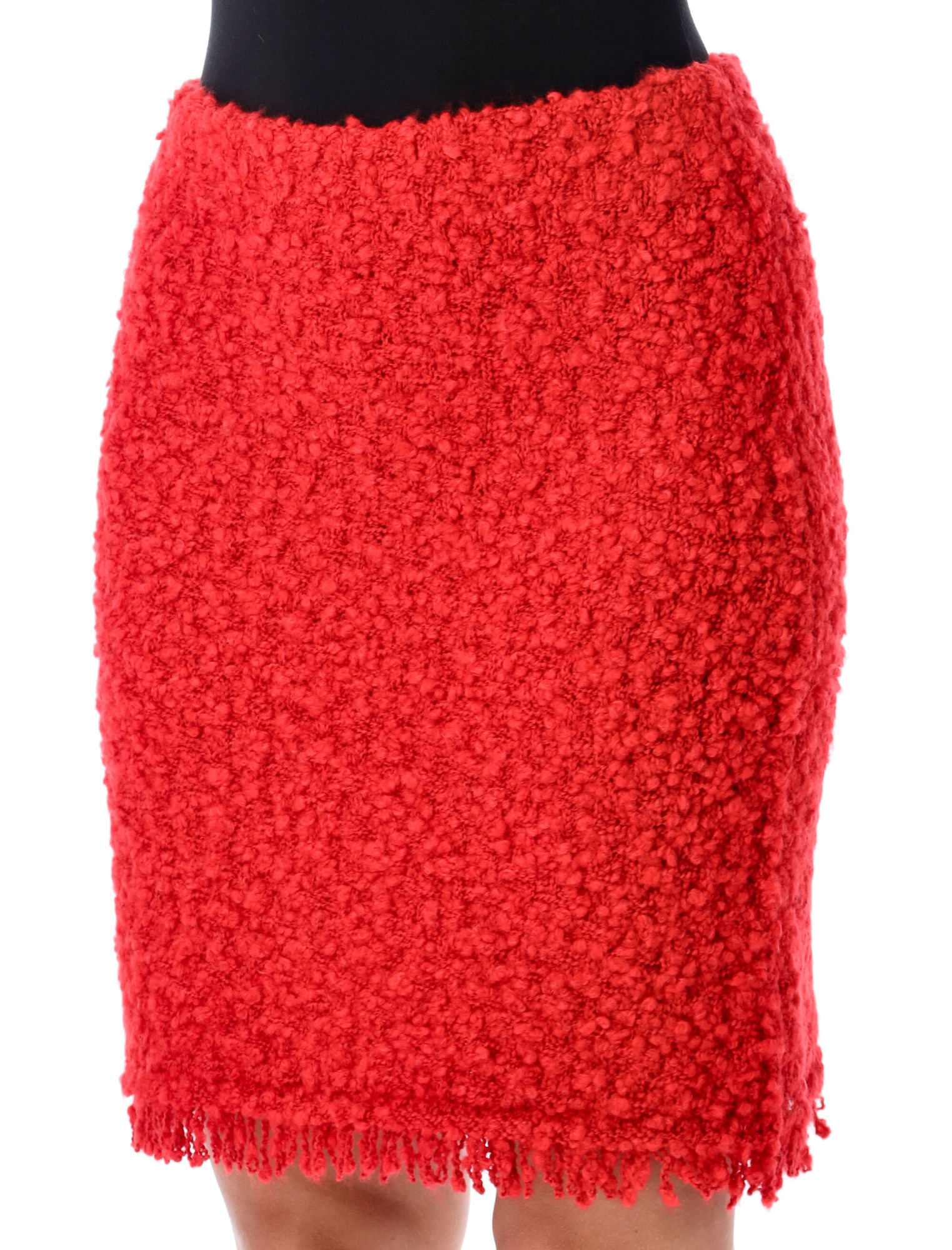 Fabiana Filippi Textured Mini Skirt Fringed Hem In Red