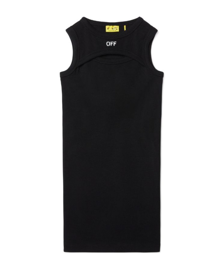 Off-white Off-stamp Ribbed Dress In Black
