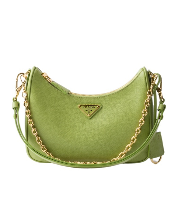 Prada Mini Saffiano Leather Re-edition Shoulder Bag In Green