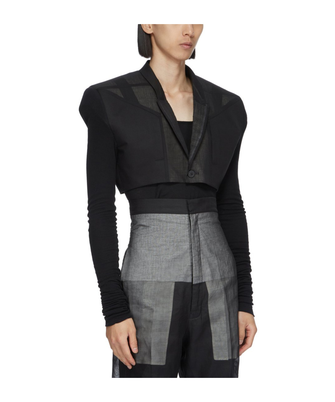 Rick Owens Cobra Micro Tatlin Cropped Blazer In Black