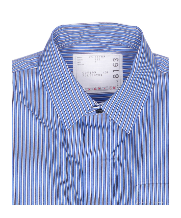 Sacai Striped Ruffled Shirt In Blue