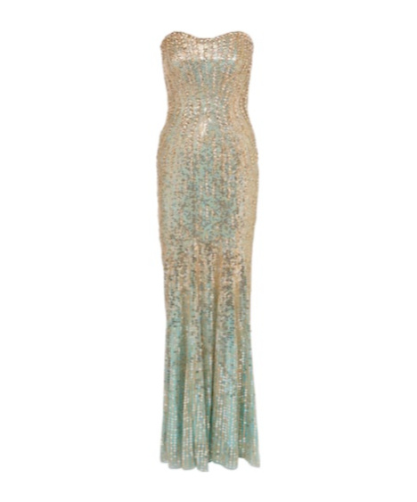 Jenny Packham Sarai Sequined Strapless Gown In Multi