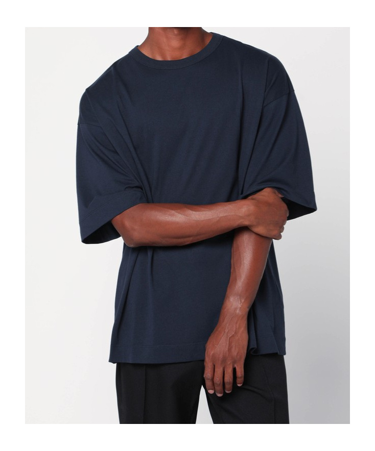 Dries Van Noten Oversized Short Sleeve Round Neck Cotton T-shirt In Blue