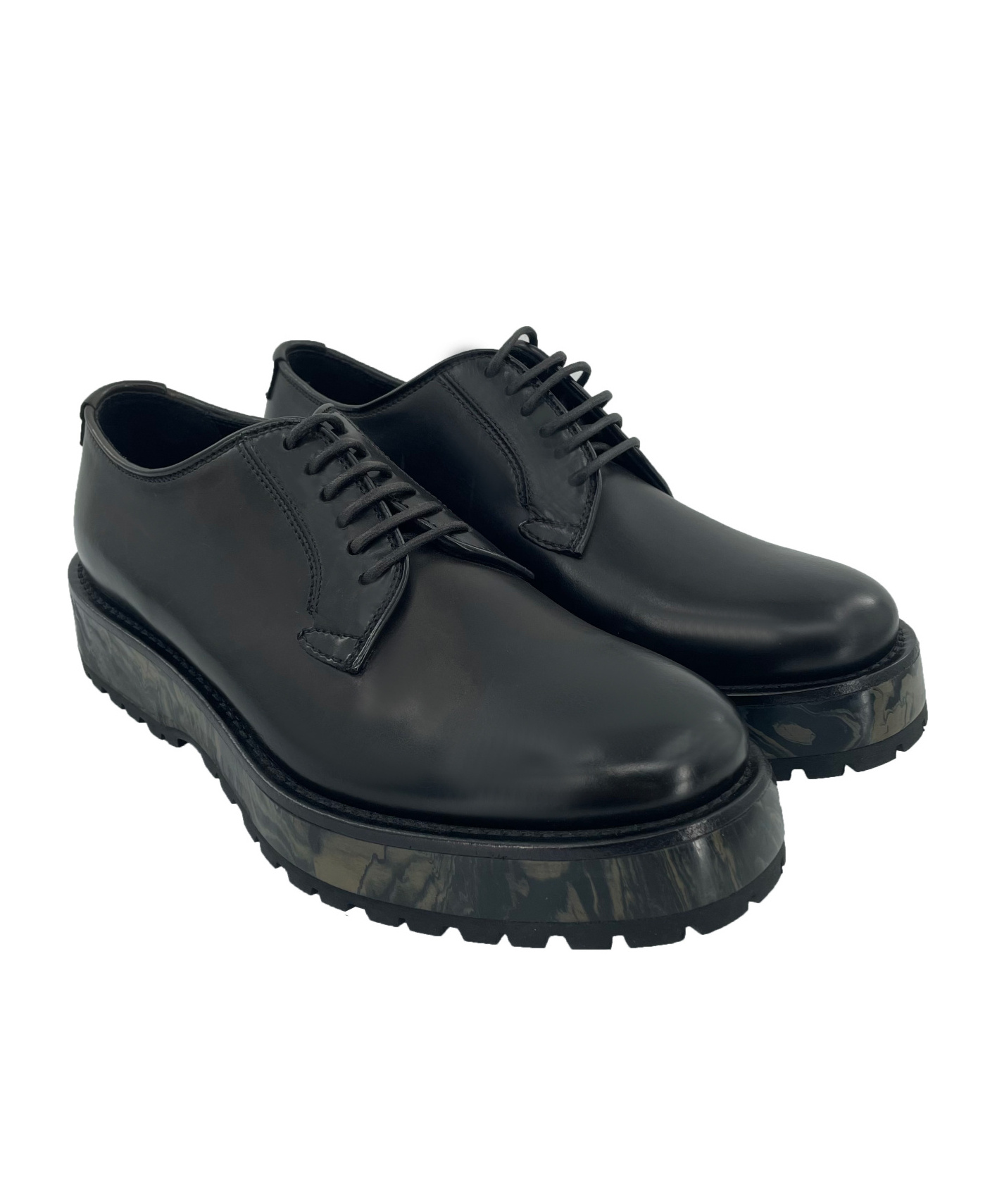 Emporio Armani Round Head Lacing Business Shoes In Black