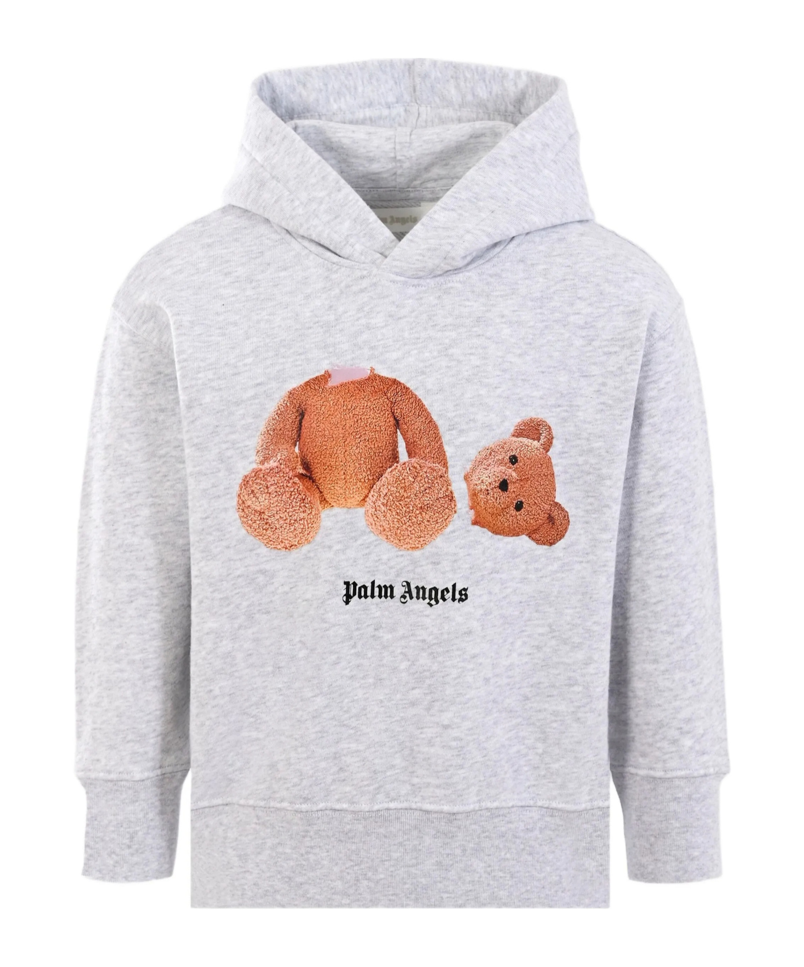 Palm Angels Bear Print Hoodie In Gray