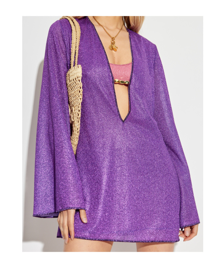 Oseree Wide Sleeve Dress In Purple