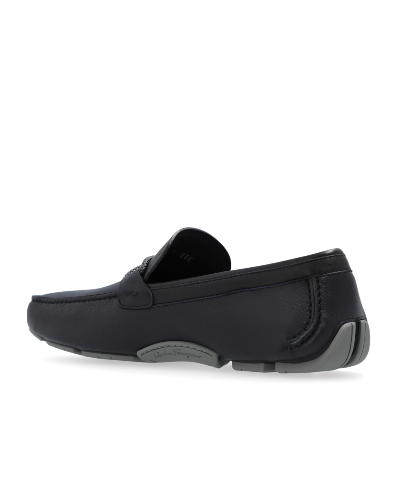 Ferragamo Gancini Leather Loafers In Black