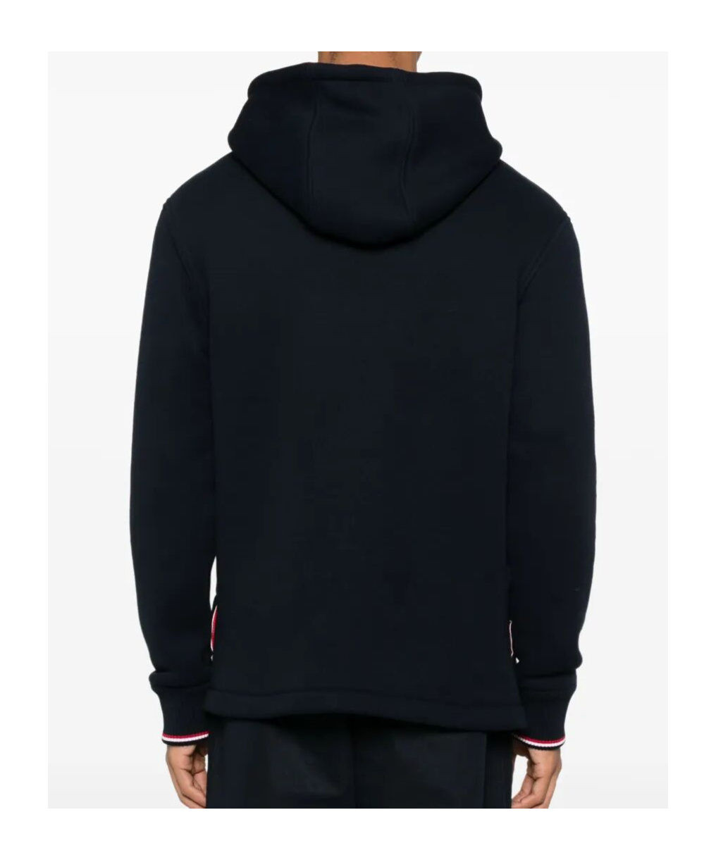 Thom Browne Oversized Hoodie Pullover With Rwb Tipping Stripe In Chunky Loopback Clothing In Black