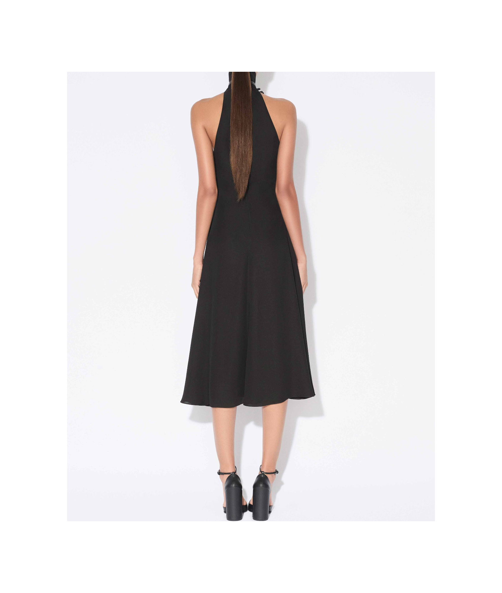 Alaïa Flower Halterneck Midi Dresss In Black