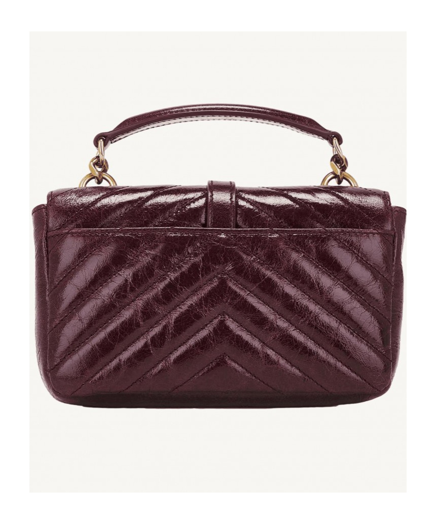 Saint Laurent College Mini In Shiny Leather In Hot Wine