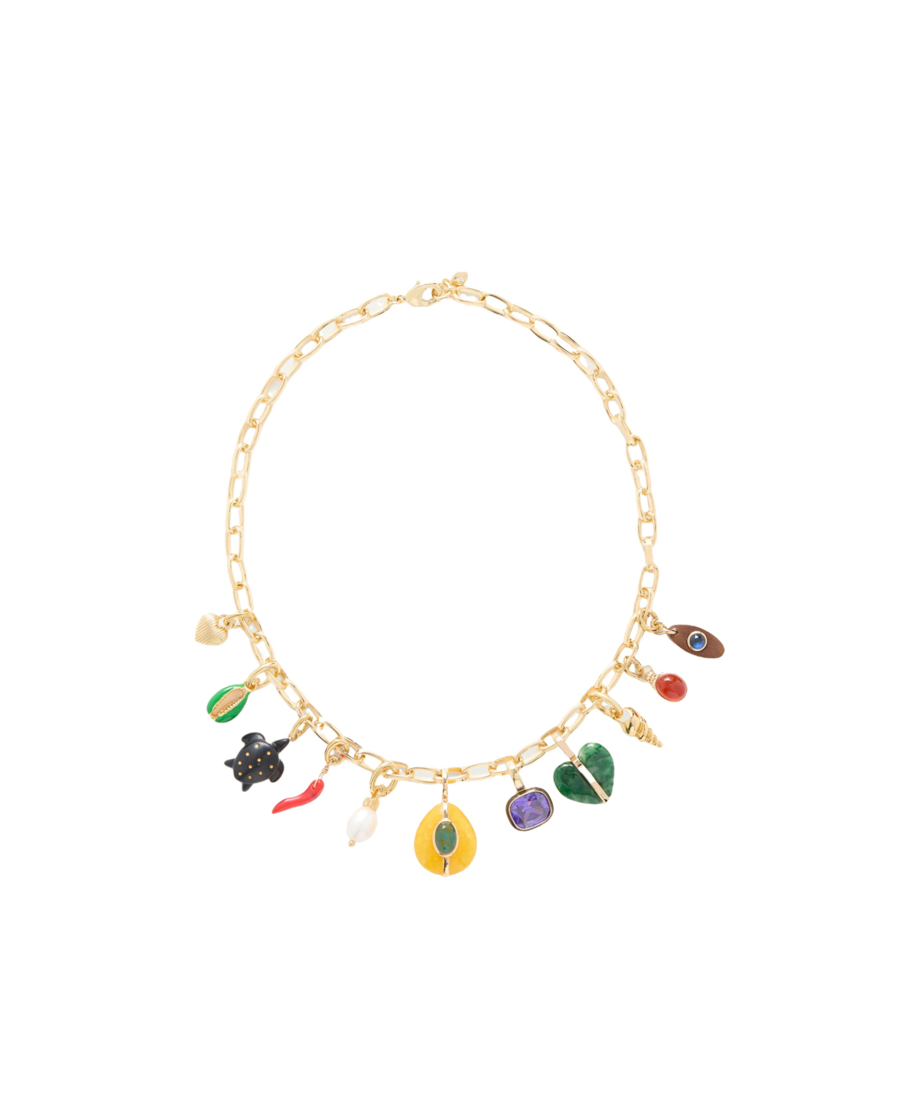 Assouline Zirconia And Enamel Necklace In Gold