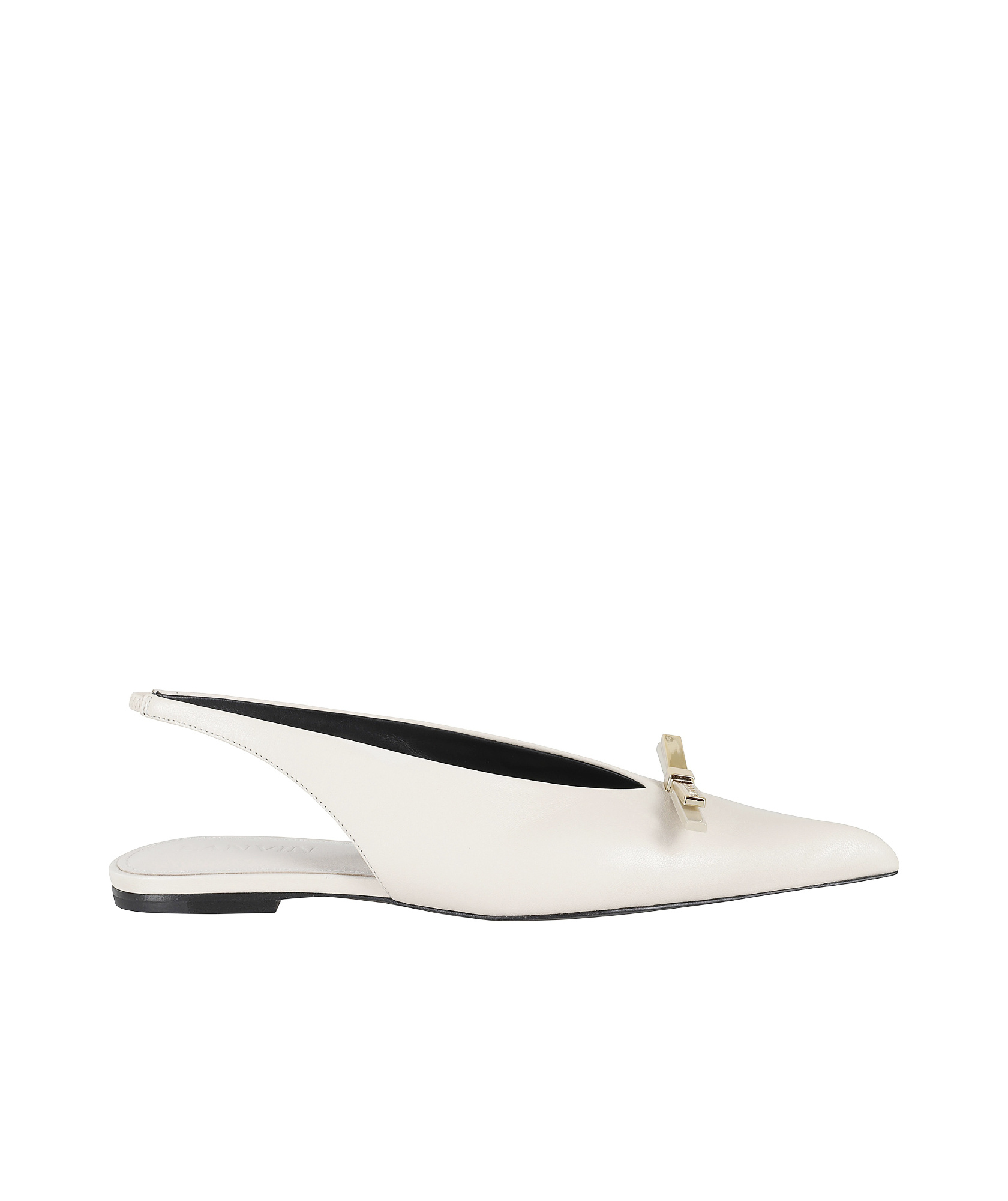 Lanvin Bow Flat Slingback In White