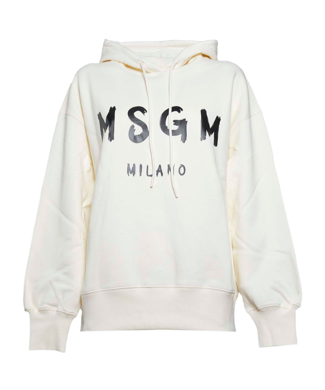 Msgm Logo Printed Drawstring Hoodie In White