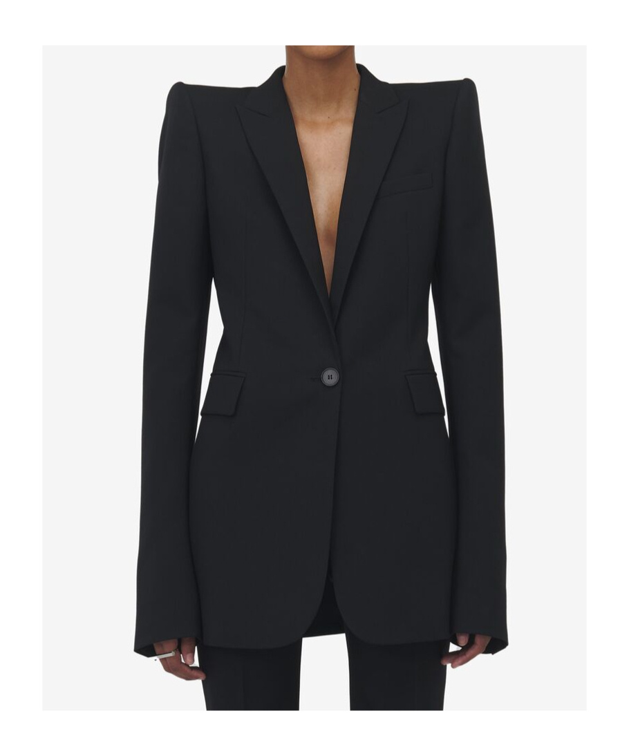 Alexander Mcqueen Fitted Jacket With Bustier Details In Black