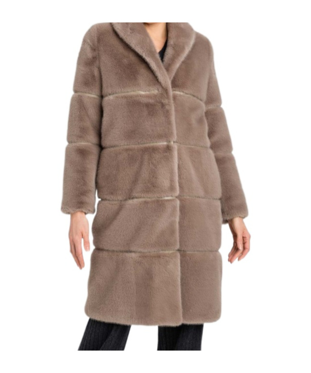 Twinset Long-sleeved Coat In Brown