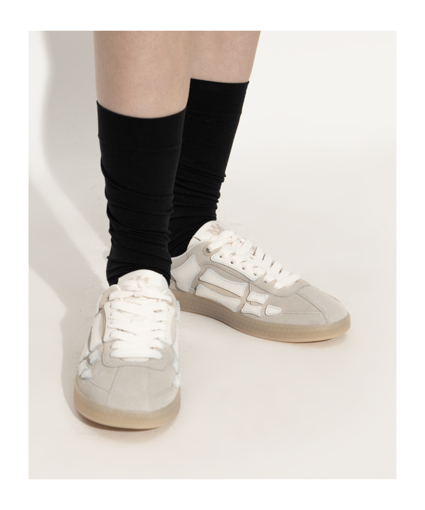 Amiri Off-white Croc Debossed Pacific Bones Sneakers In Multi