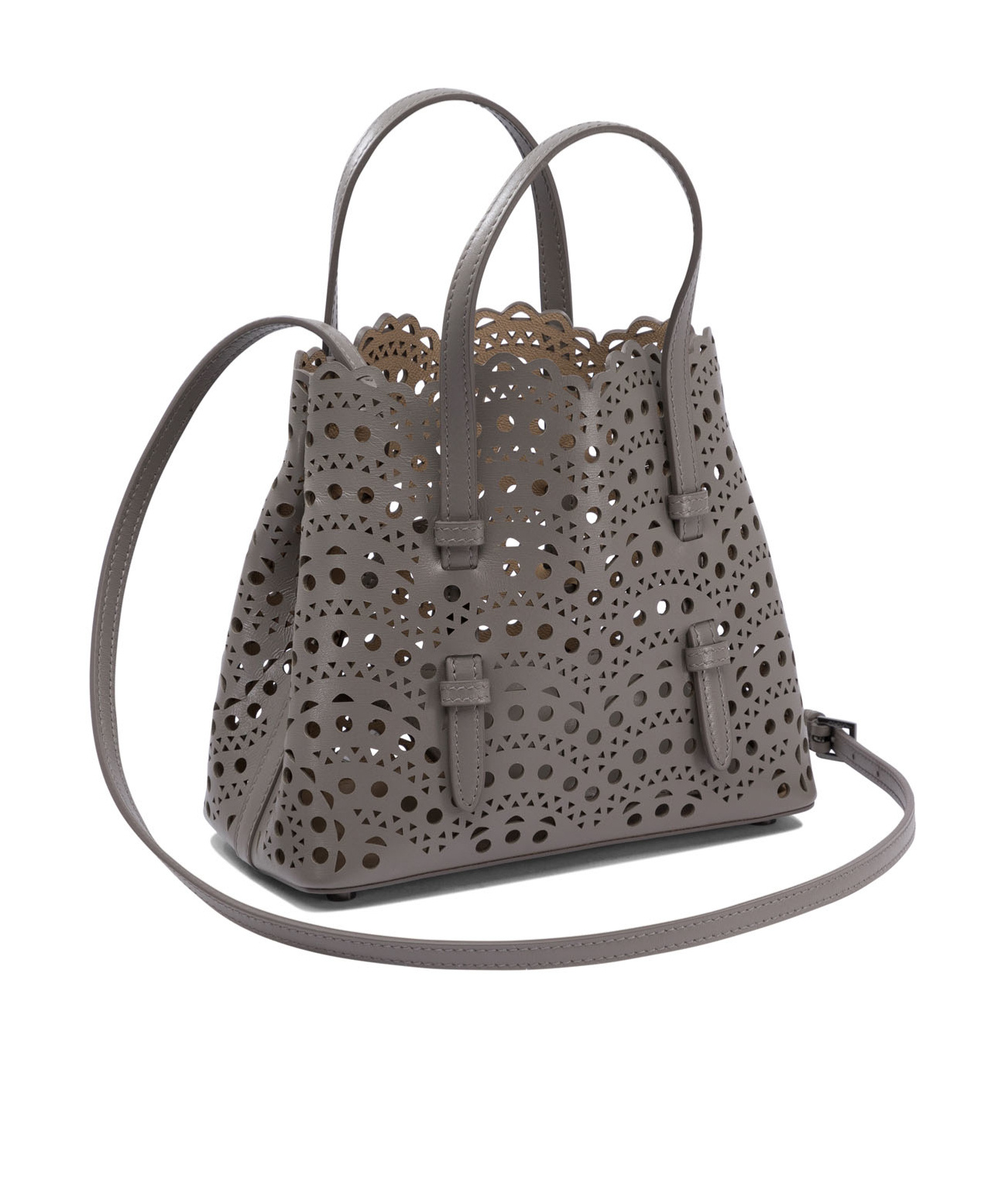 Alaïa Mina 20 Viennese Wave Small Handbag In Gray