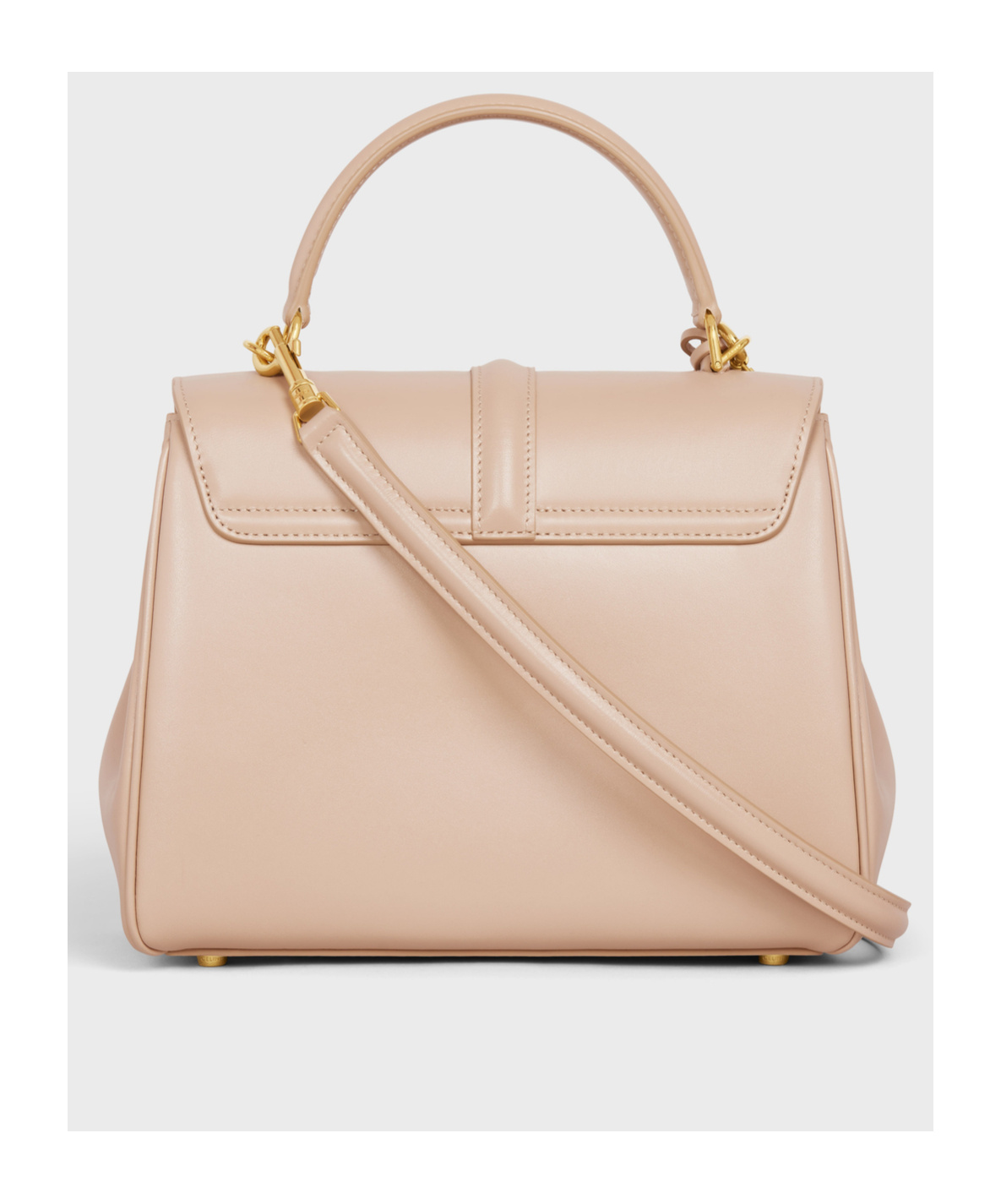 Celine 16 Small Satin Cowhide Leather Shoulder Bag In Nude