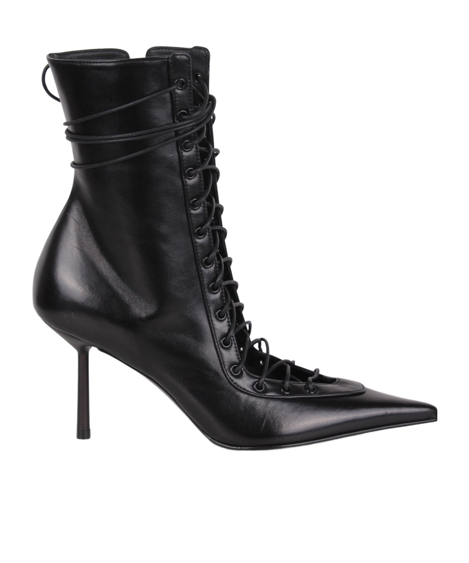 Le Silla Colette Lace-up Leather Ankle Boot In Black
