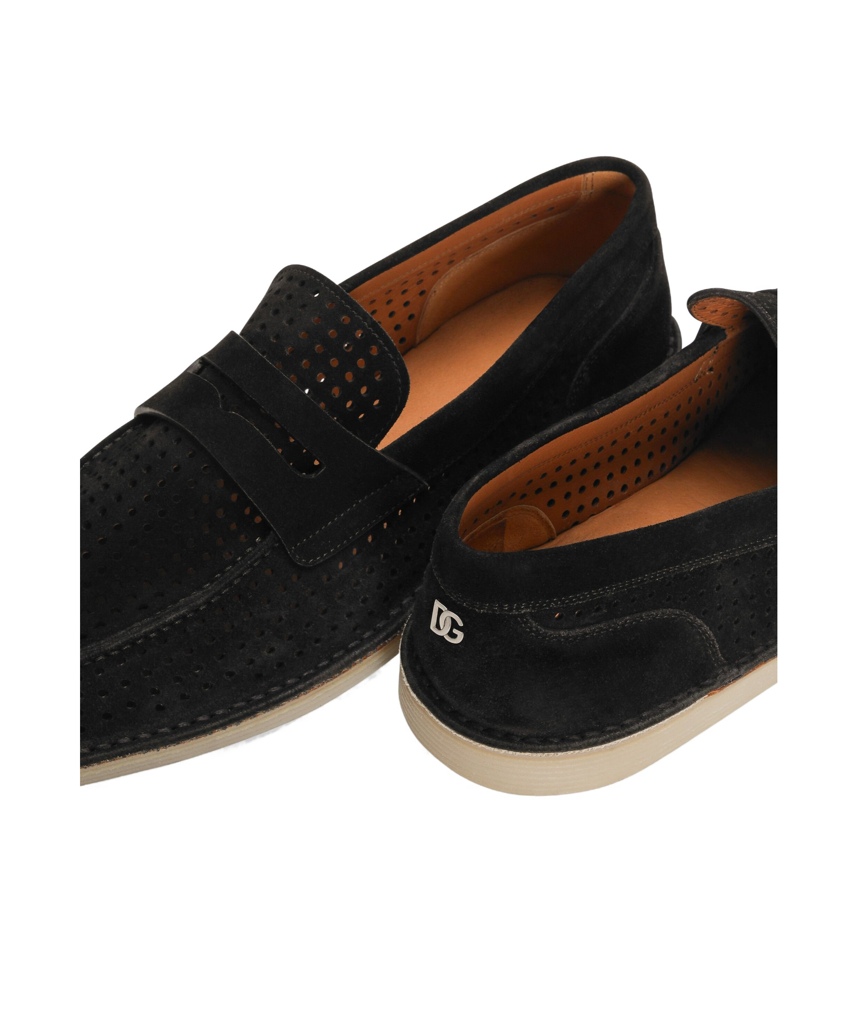 Dolce & Gabbana 'florio' Black Loafers With Logo Detail On The Rear And Penny Slot In Black