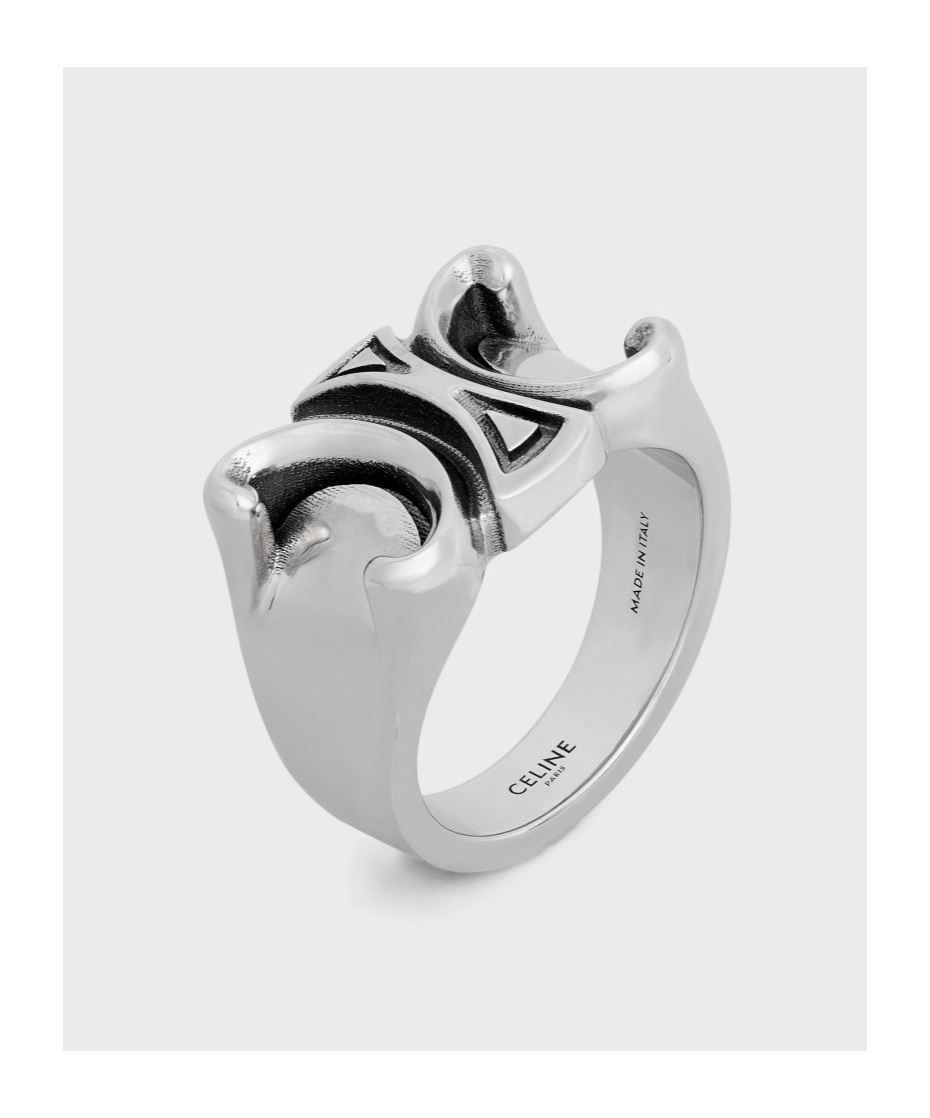Celine Logo Ring In Gray