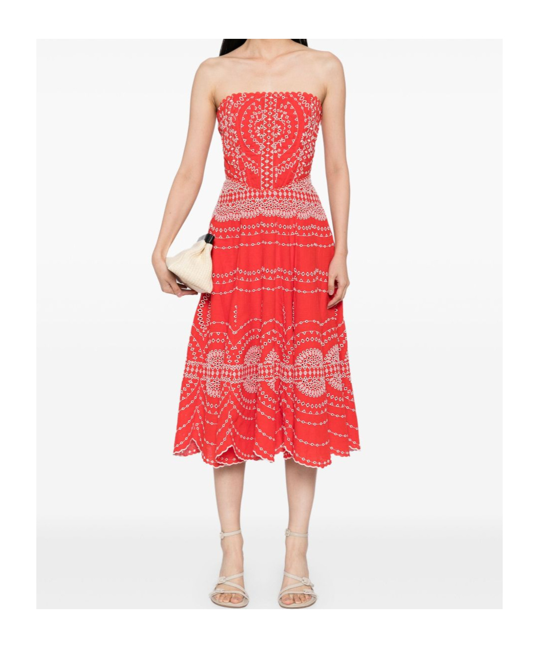 Charo Ruiz Iris Embroidered Cotton Midi Dress