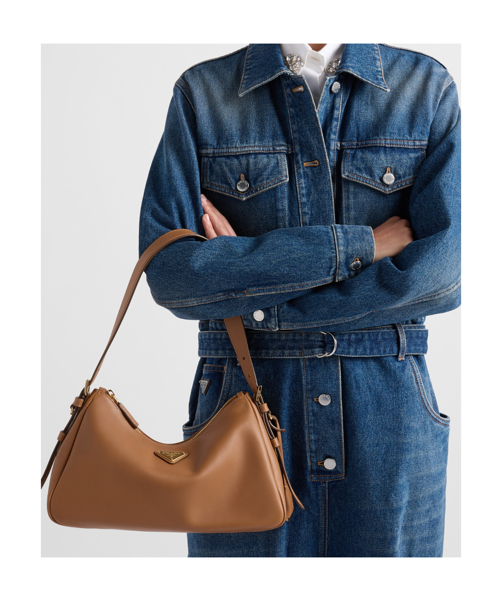 Prada Womens Brown Aimée Medium Suede Shoulder Bag In Brown